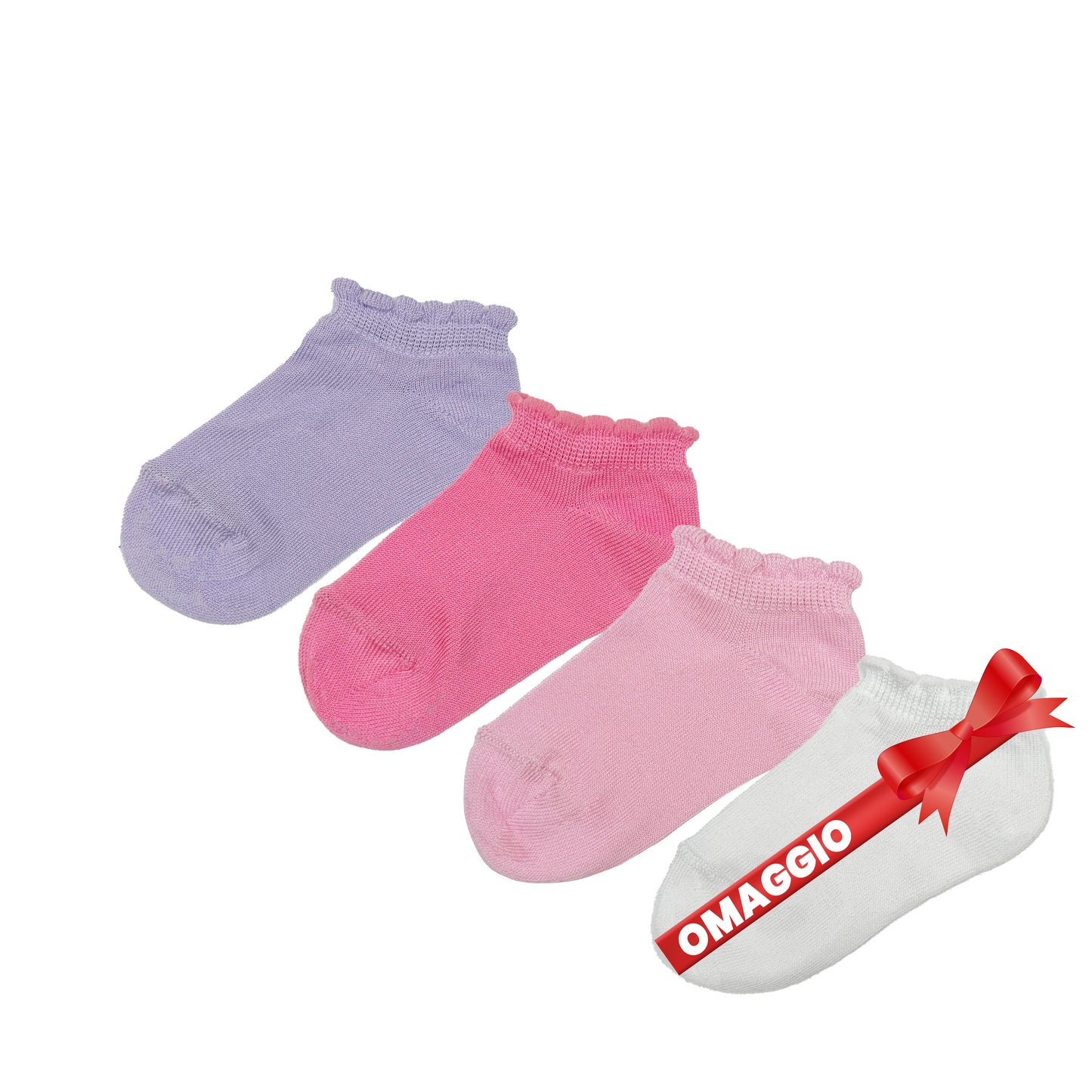 Fantasmini Neonata Cotone Leggero 4 Paia Calzini Bambina 6 12 18 mesi Made in Italy Tinta Unita