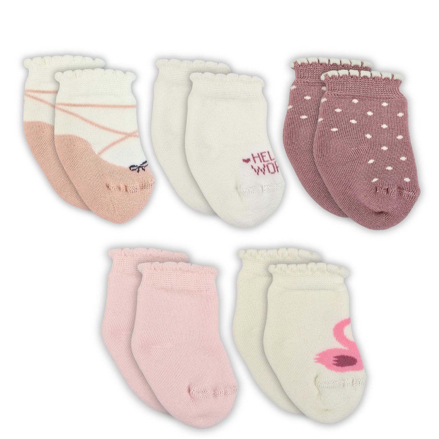 Calze Neonata 5 PAIA Calzino Regalo Scarpine Babbucce bambini Primi Mesi Taglia Unica Made in Italy
