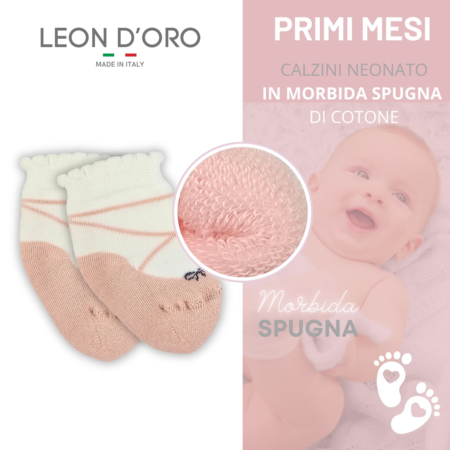 Calze Neonata 5 PAIA Calzino Regalo Scarpine Babbucce bambini Primi Mesi Taglia Unica Made in Italy