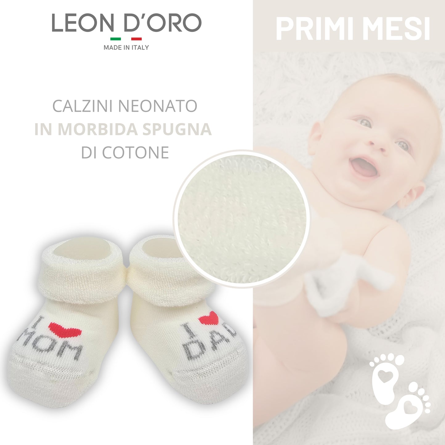 Calze Neonato Calzino Regalo Baby Shower Scarpine Babbucce bambini Primi Mesi Taglia Unica Made in Italy