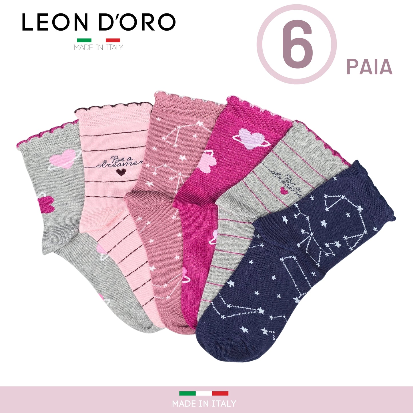 Calzini Bambina Caldo Cotone 6 Paia Calze Bimba Calze Bambina invernali Made in Italy ASS2