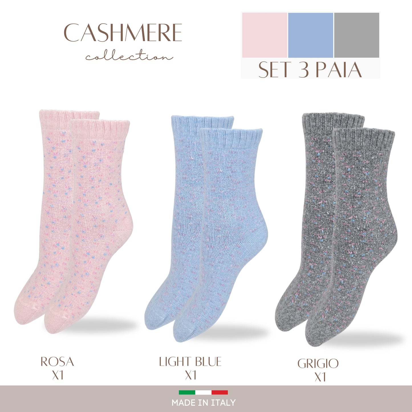 Calze Cashmere Donna Calzini Lana e Cachemire Termici Invernali Made in Italy BOTT ASS1