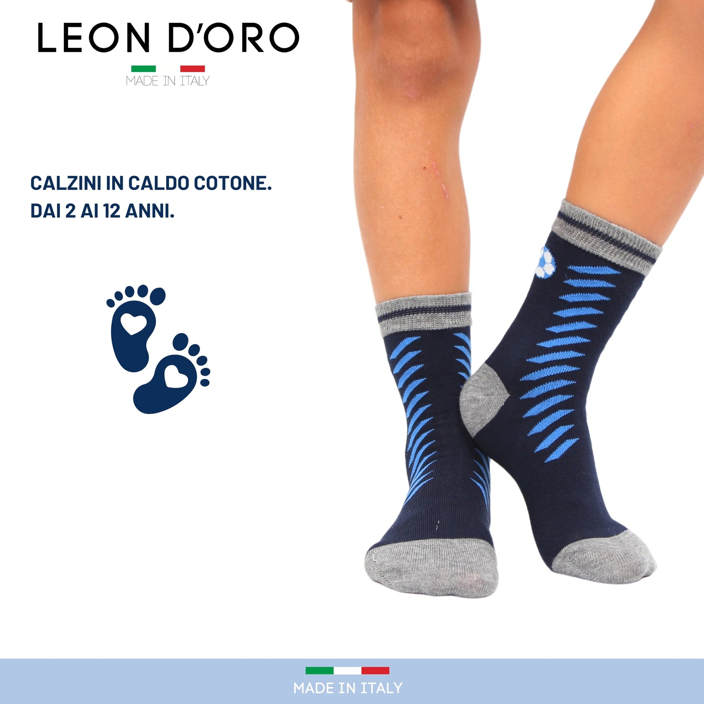Calzini Bambino Caldo Cotone 6 Paia Calze Bimbo Fantasia Calze Bambino invernali Made in Italy