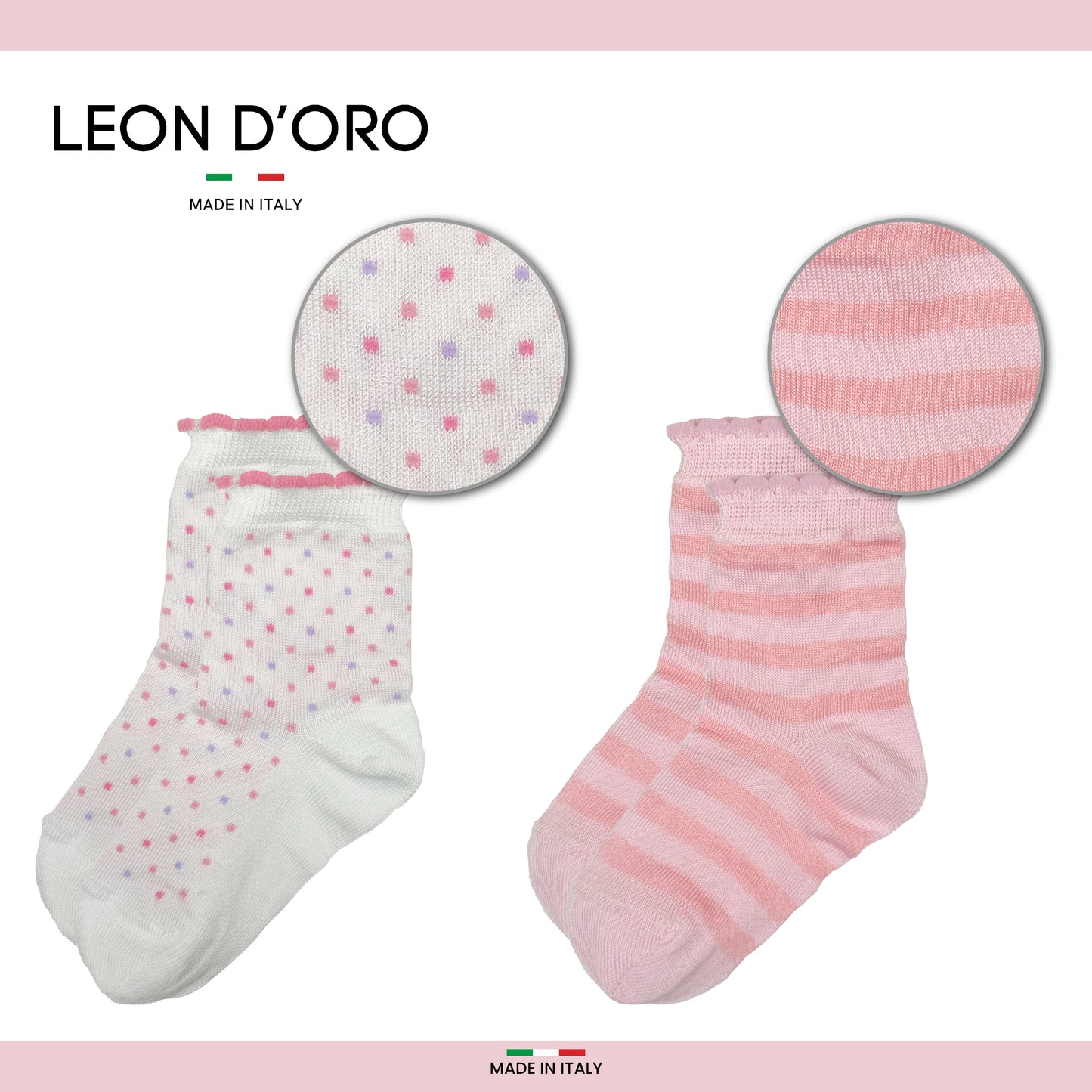 Calzini Neonata Cotone 4 Paia Calze leggere filo di scozia 6 12 18 mesi Made in Italy ASS1
