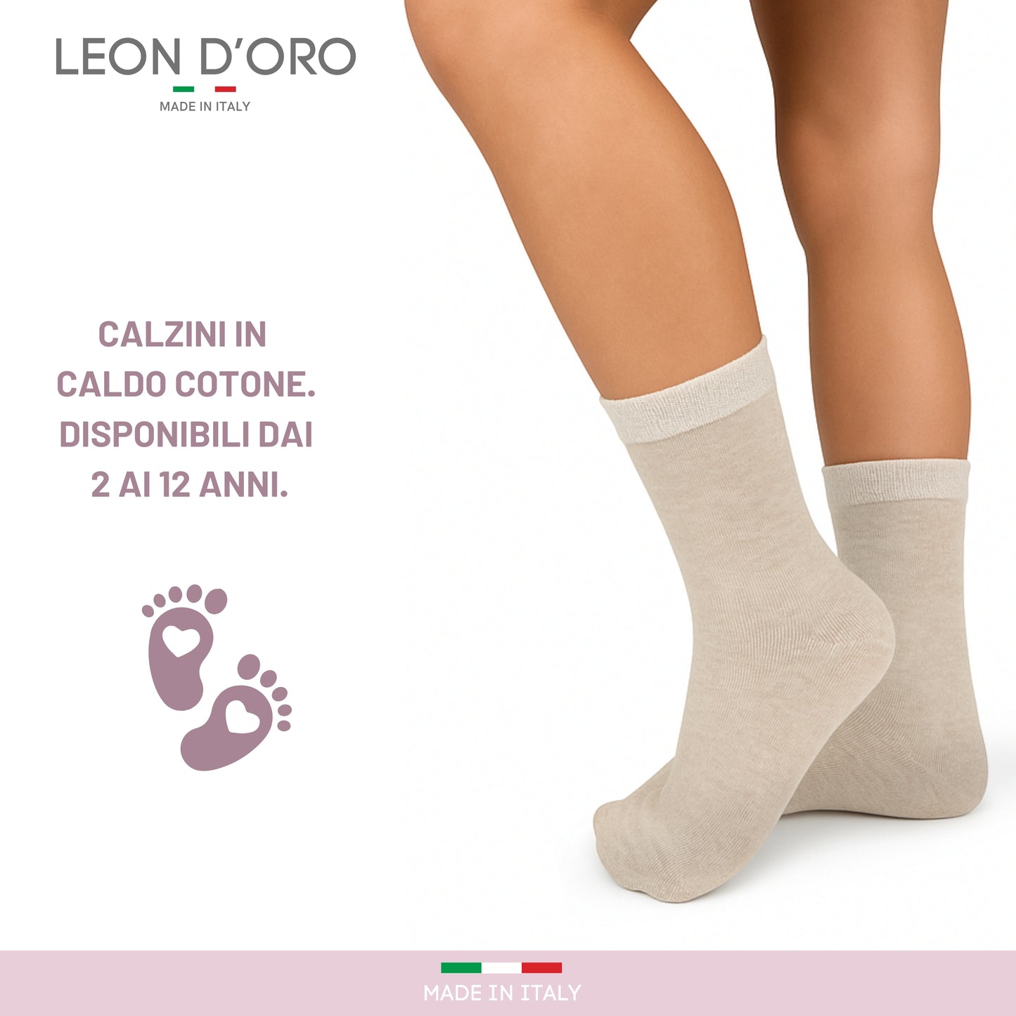 Calze Bambina in Cotone, Calzini Ragazza per Scuola Tempo Libero in caldo cotone 6 Paia Made in Italy ASSF