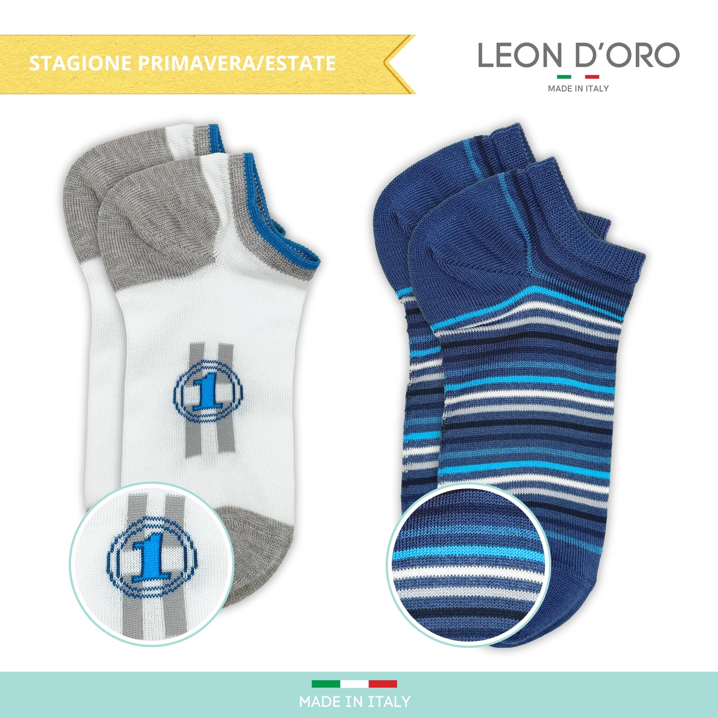 Calzini Fantasmini Bambino Cotone Filo di Scozia 4 Paia Calze leggere e traspiranti Made in Italy ASS1
