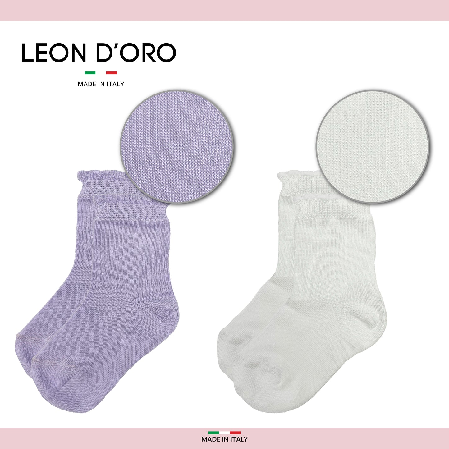Calzini Neonata Cotone 4 Paia Calze leggere filo di scozia 6 12 18 mesi Made in Italy Tinta Unita
