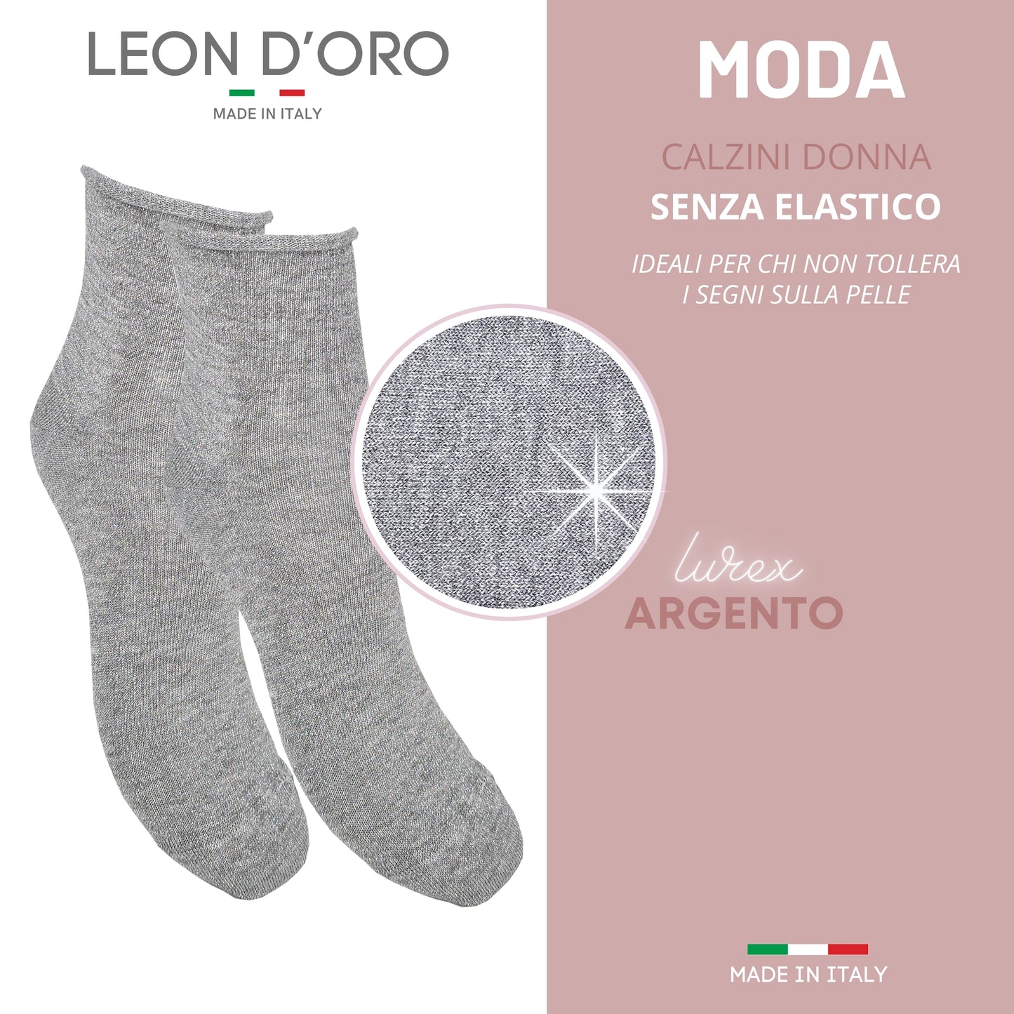 Calzini Senza Elastico Donna Cotone Leggero 3 Paia Calze Donna Viscosa Moda Made in Italy ASS2