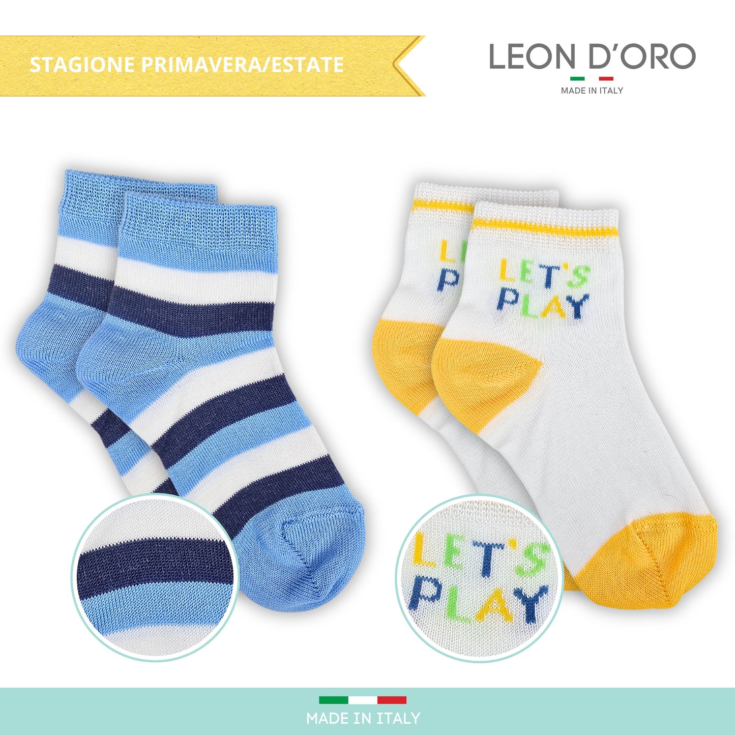 Calzini Bambino Cotone Filo di Scozia 4 Paia Calze leggere e traspiranti Made in Italy ASS1 (Copia)