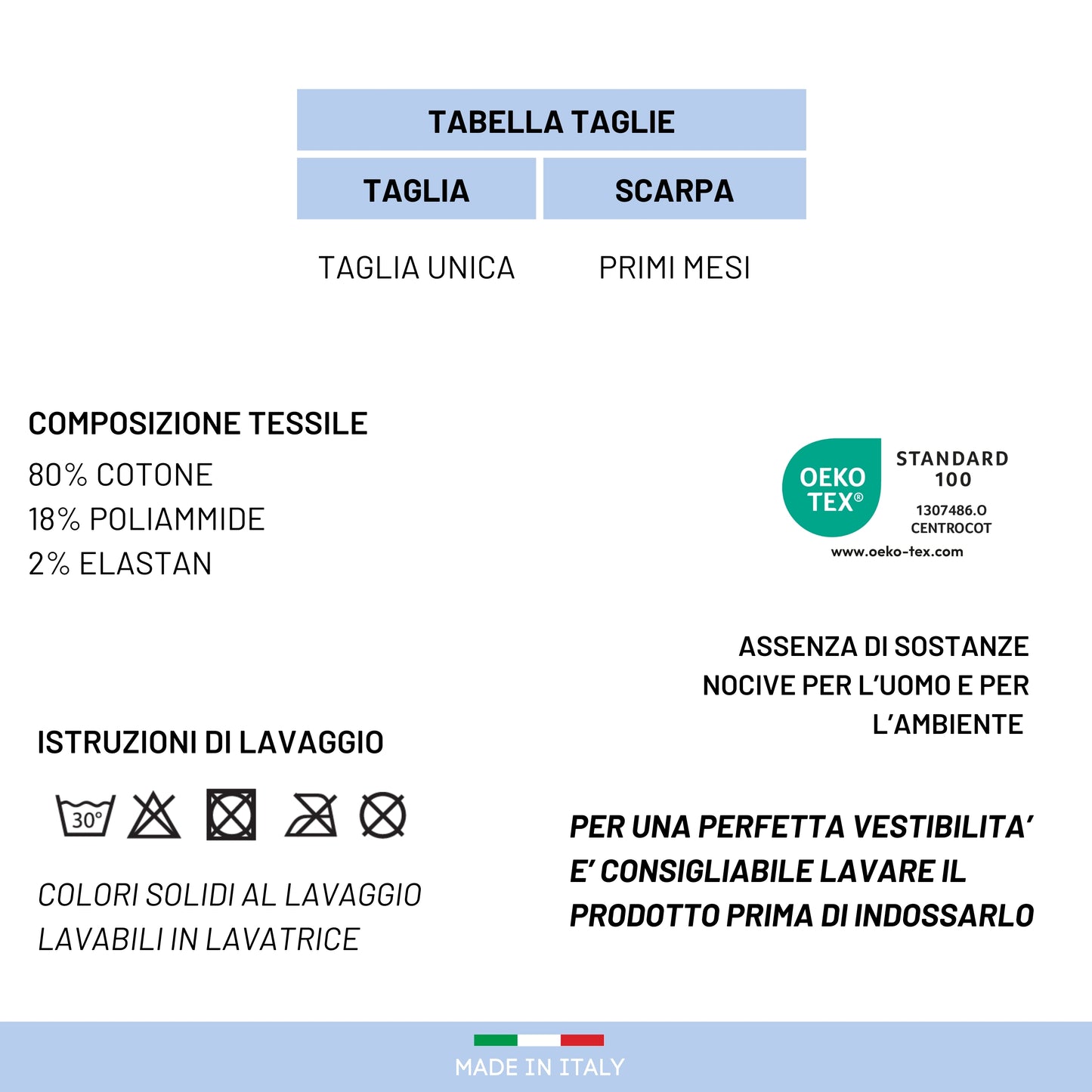 Calze Neonato Calzino Regalo Baby Shower Scarpine Babbucce bambini Primi Mesi Taglia Unica Made in Italy Azzurro
