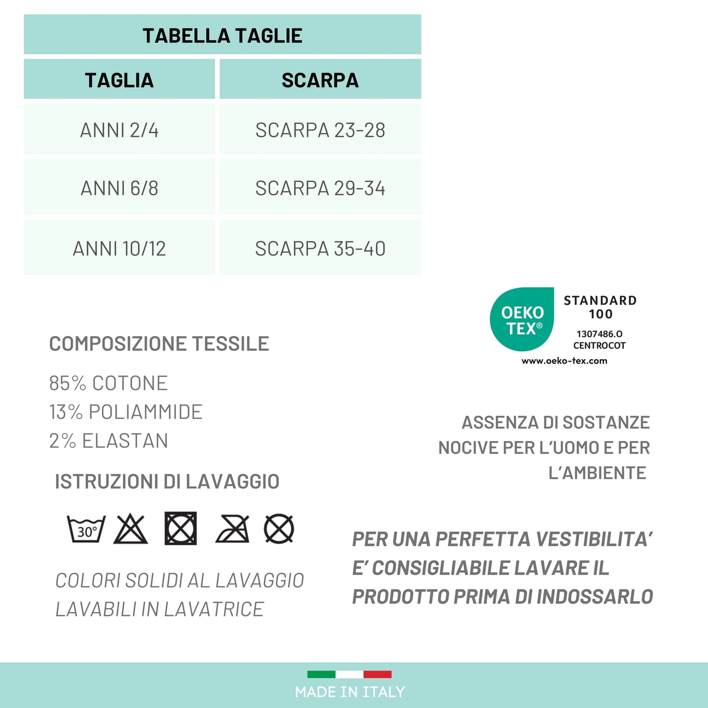 Calzini Bambino Cotone Filo di Scozia 4 Paia Calze leggere e traspiranti Made in Italy ASS2