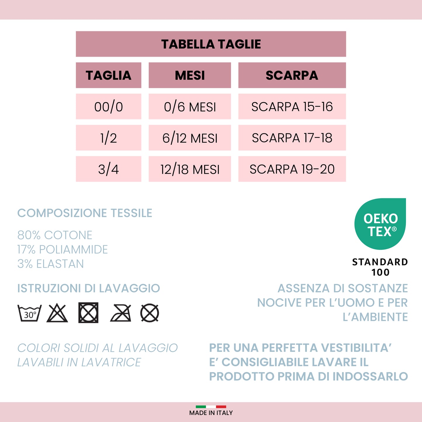 Calzini Neonata Cotone 4 Paia Calze leggere filo di scozia 6 12 18 mesi Made in Italy Tinta Unita