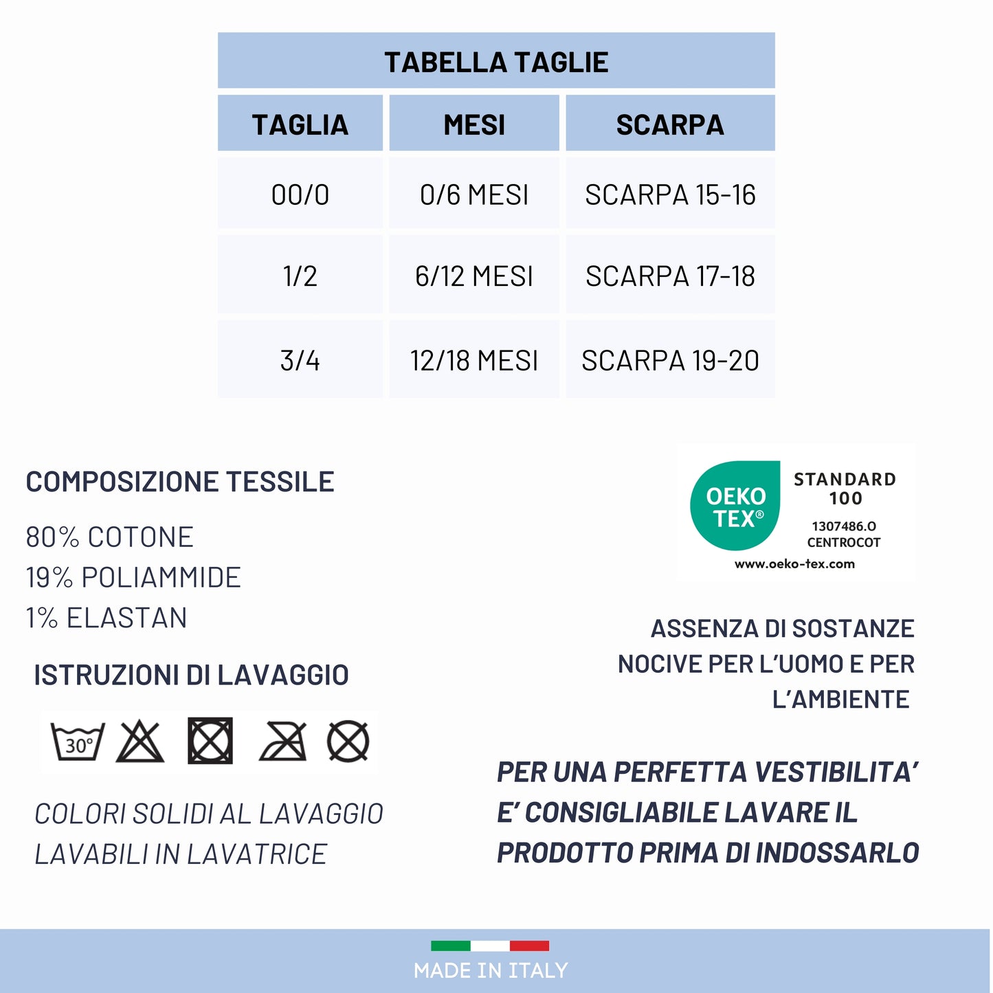 Calzini Bambino Caldo Cotone 6 Paia Calzino Invernale Neonato 0/6 mesi 6/12 mesi 12/18 mesi Made in Italy ASS2
