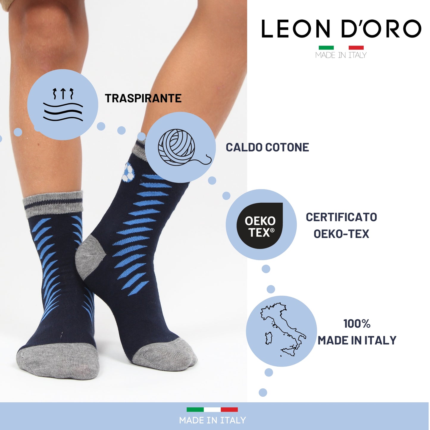 Calzini Bambino Caldo Cotone 6 Paia Calze Bimbo Fantasia Calze Bambino invernali Made in Italy