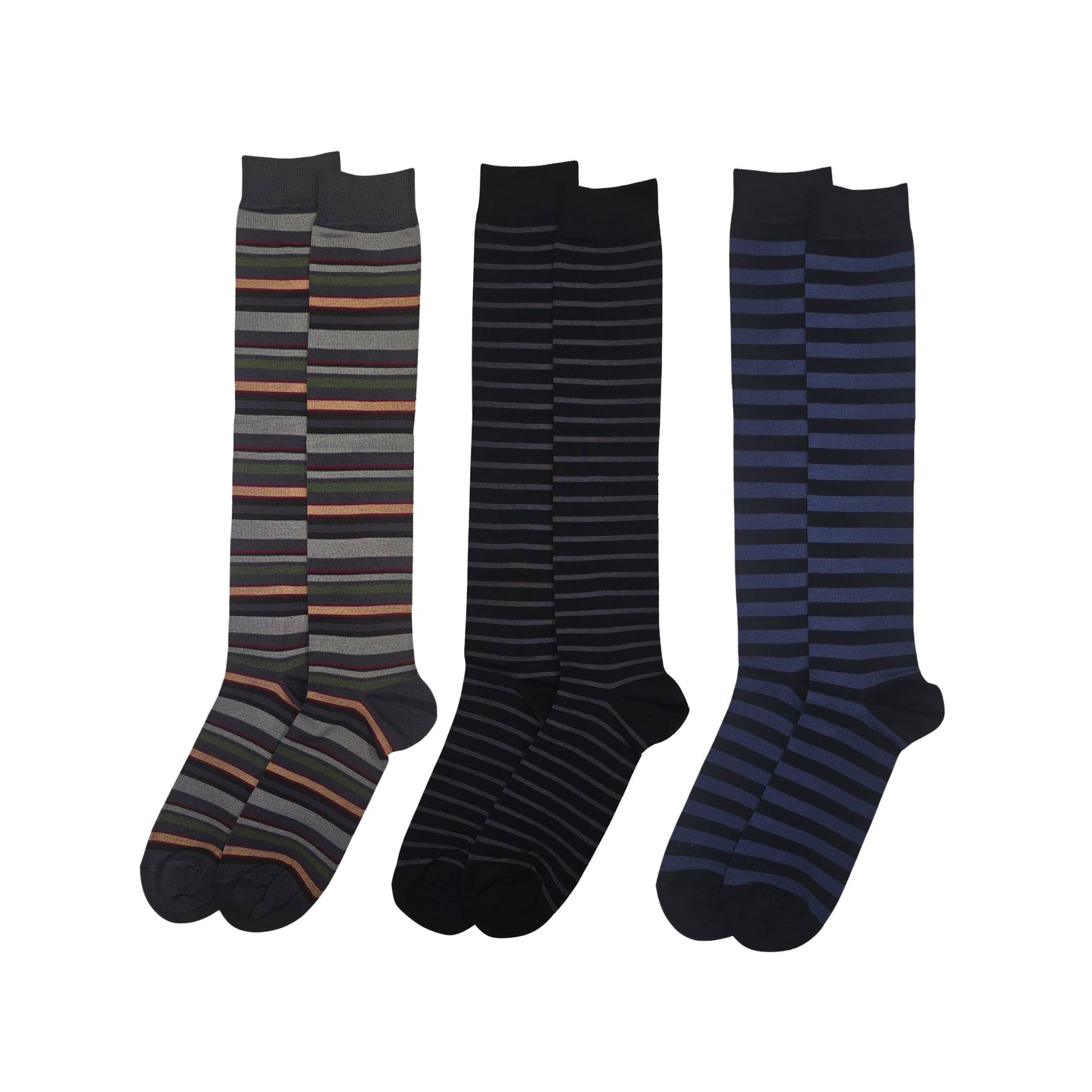 Calze Uomo Cotone Disegno Righe Lunghe 4 Paia calze uomo Fantasia calze Filo di Scozia RIGA