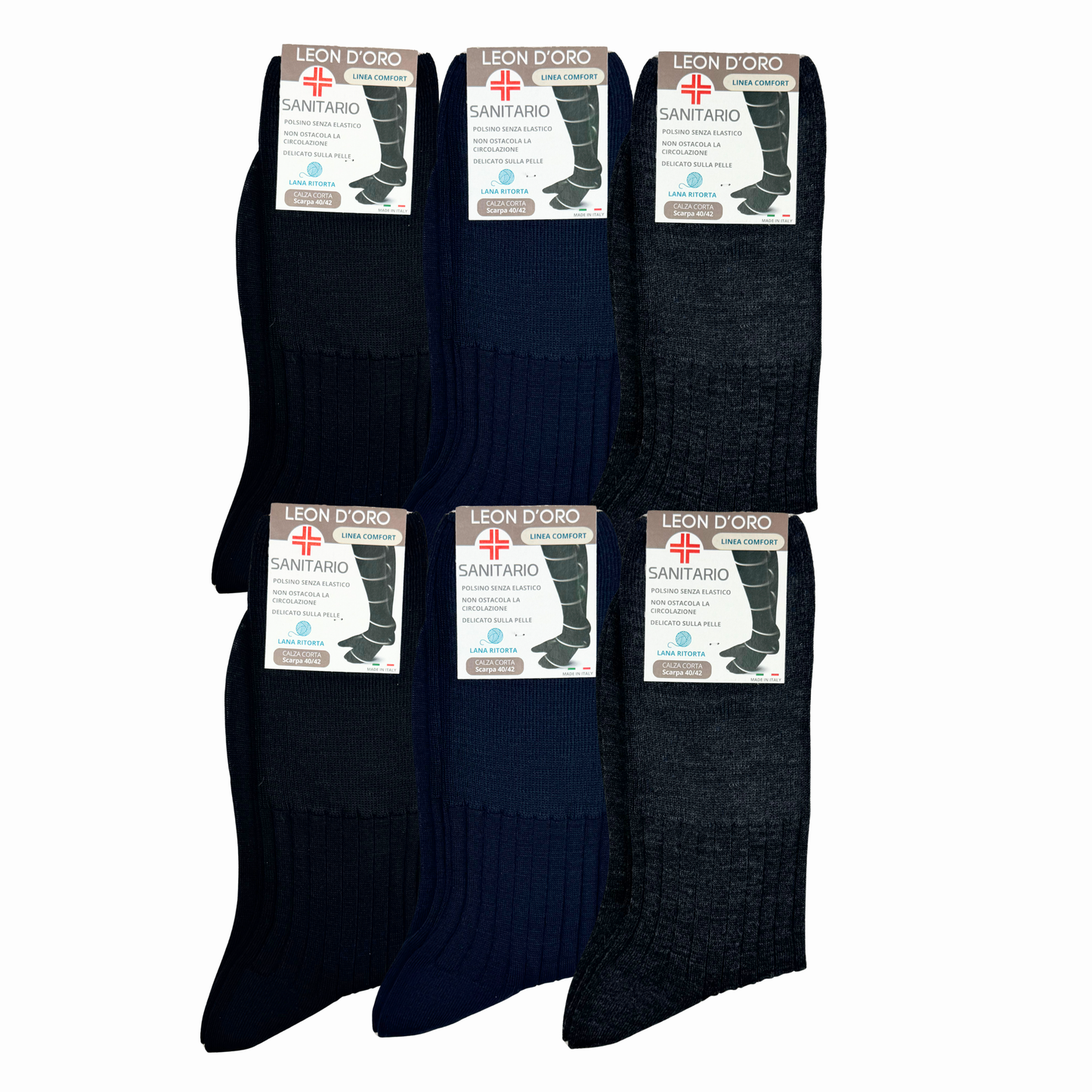 Calze UOMO Diabetici LANA Calzini Corti Sanitari Costina 6 PAIA Made in Italy