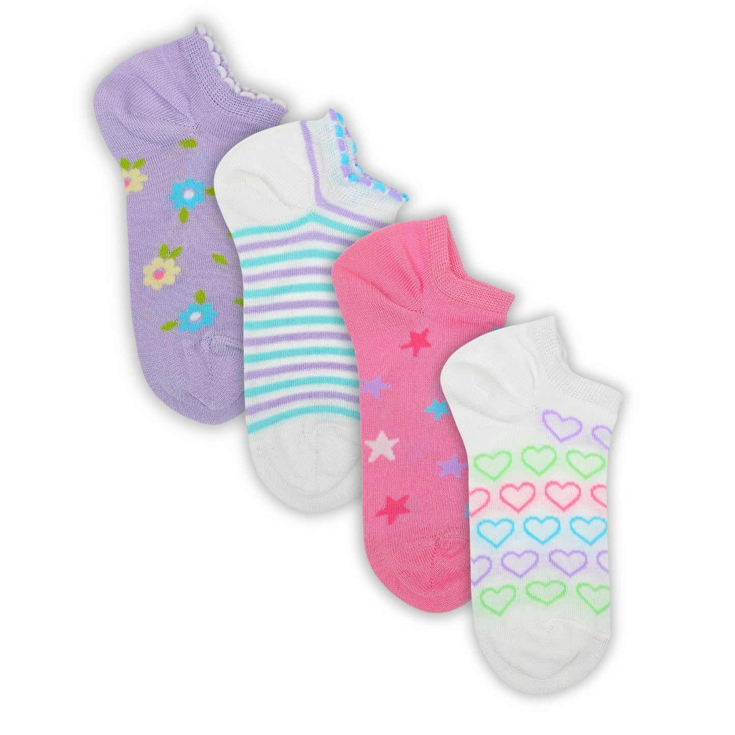 Calzini Fantasmini Bambina COTONE LEGGERO FILO DI SCOZIA 4 Paia Calze leggere e traspiranti Made in Italy ASS1