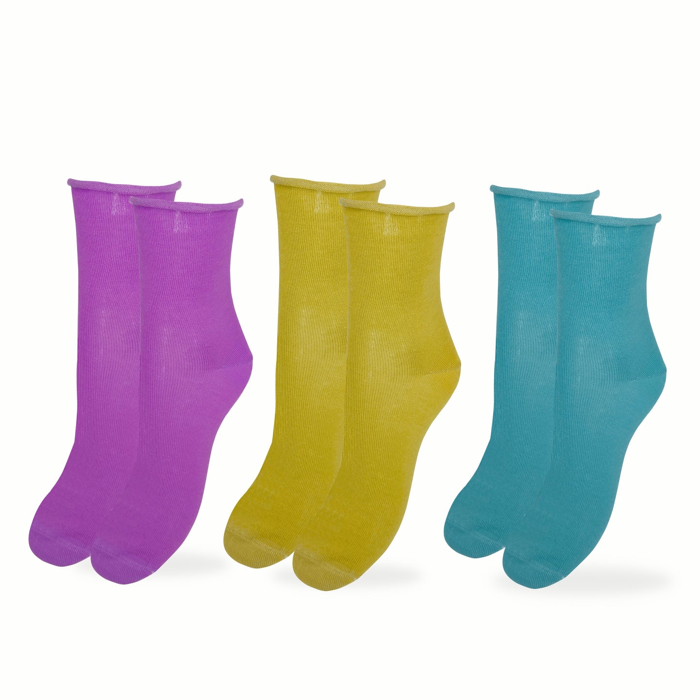 Calzini SENZA ELASTICO Donna COTONE LEGGERO FILO DI SCOZIA 3 Paia, Calze Donna Made in Italy ASS EMERALD