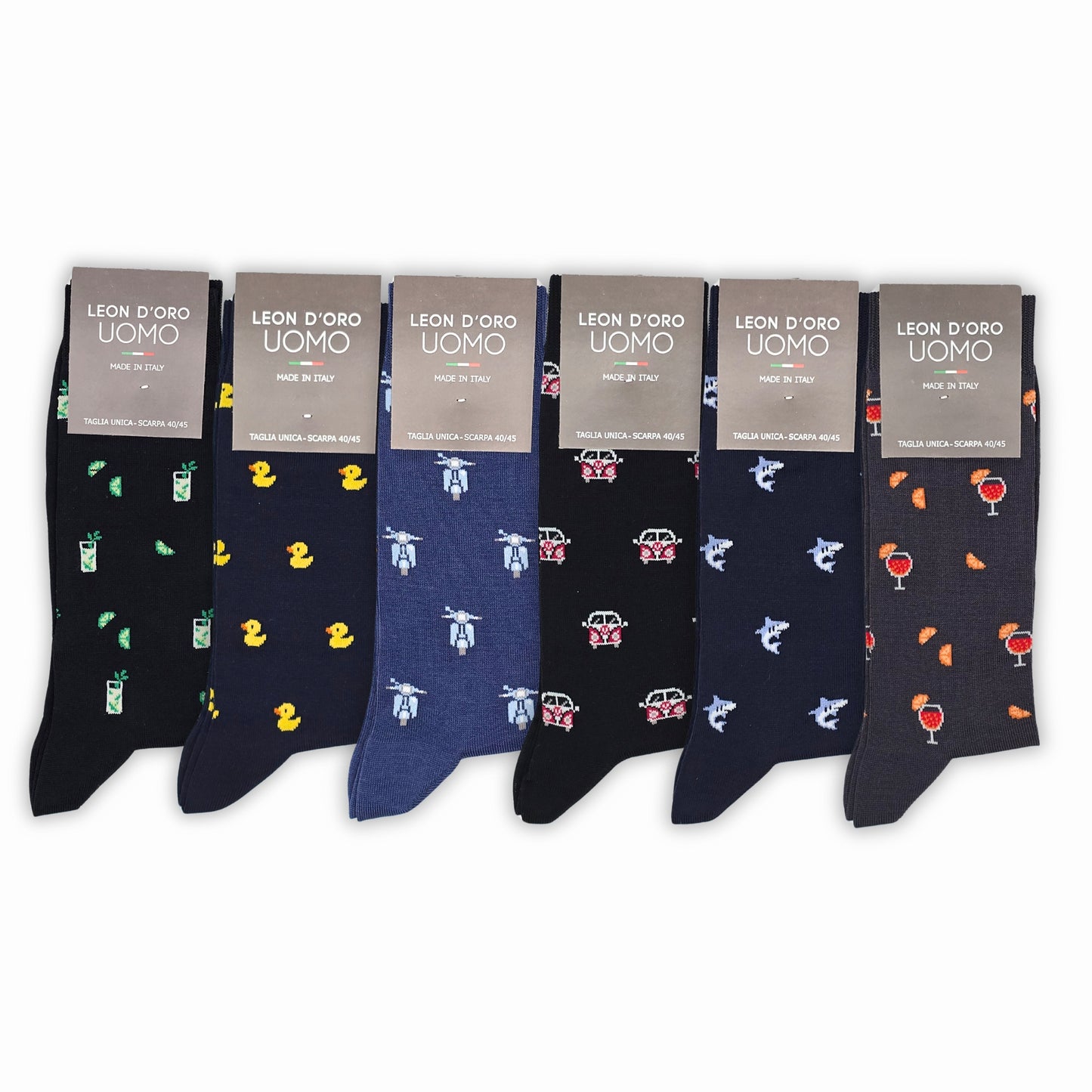 Calze Uomo Cotone Disegni Divertenti corte 6 Paia calze uomo Fantasia calze Filo di Scozia Moda in Italy
