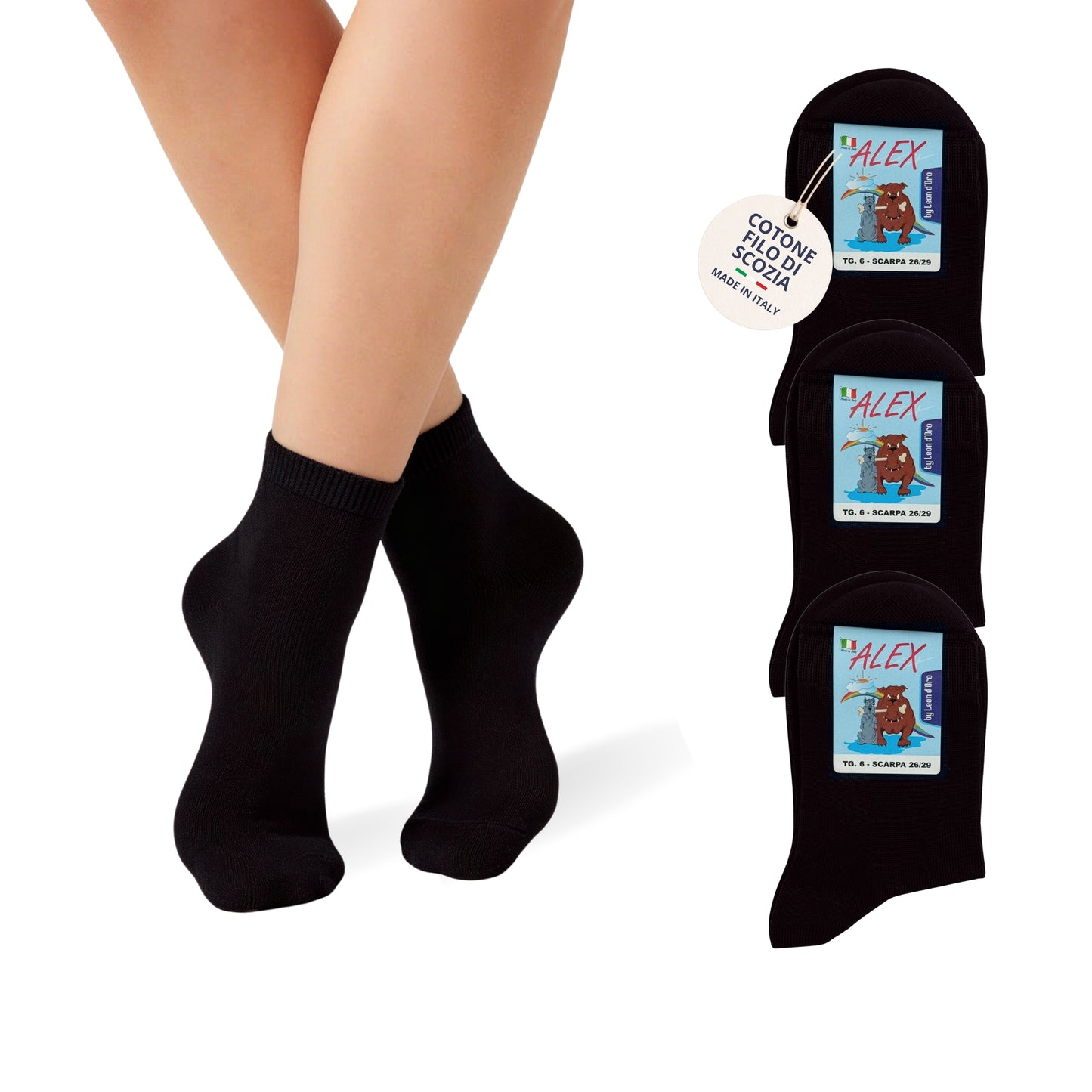 Calzino Bambino COTONE LEGGERO FILO DI SCOZIA Corto 3 Paia Calzini Bambino Calze Bimbo Made in Italy