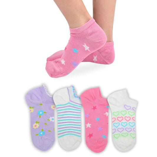 Calzini Fantasmini Bambina Cotone Filo di Scozia 4 Paia Calze leggere e traspiranti Made in Italy ASS1