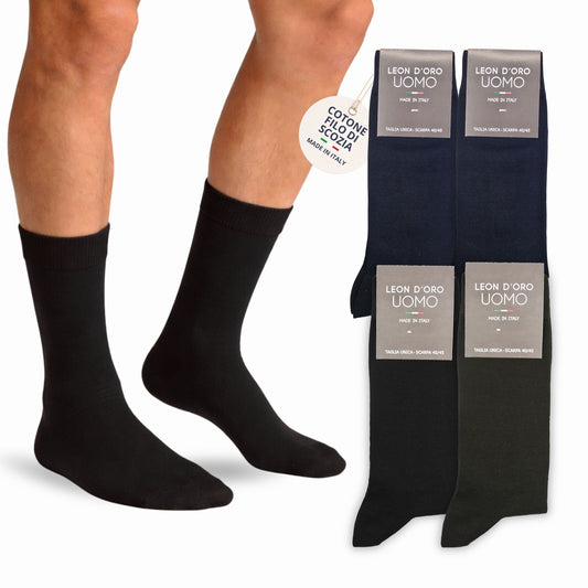 Calze Uomo Cotone corte 4 Paia calze uomo calze Filo di Scozia Moda in Italy ASS CLASSICO
