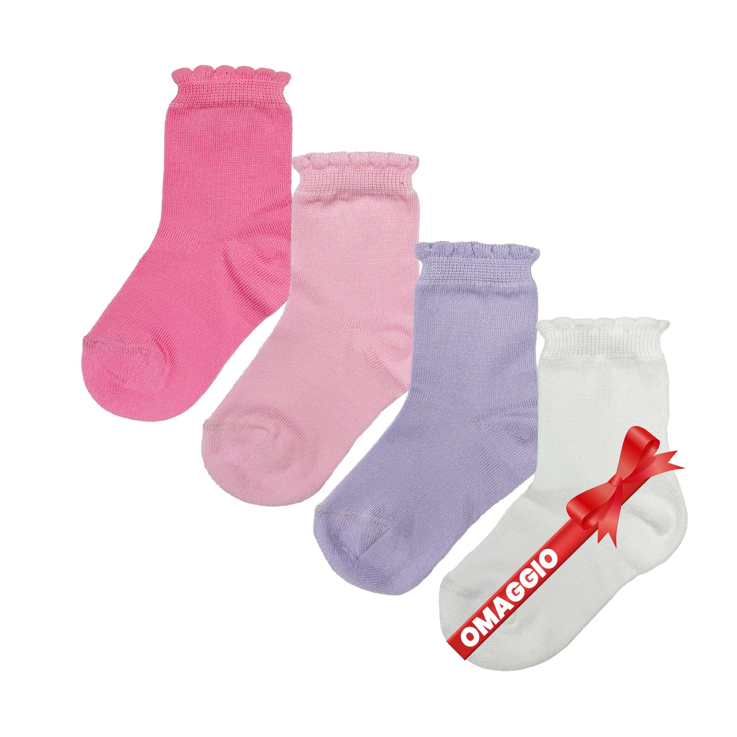 Calzini Neonata Cotone 4 Paia Calze leggere filo di scozia 6 12 18 mesi Made in Italy Tinta Unita