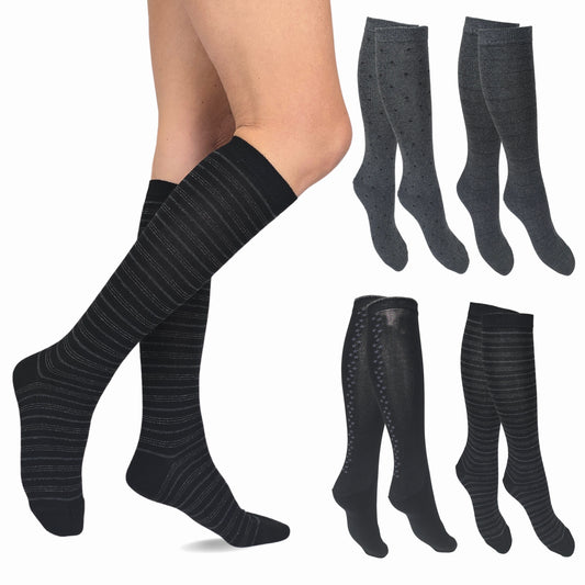 Calze Lunghe Donna Caldo Cotone, Gambaletto Donna Termico 4 Paia Made in Italy ASS3