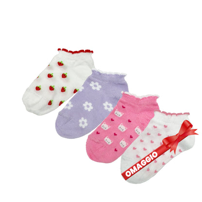 Fantasmini Neonata Cotone Leggero 4 Paia Calzini Bambina 6 12 18 mesi Made in Italy ASS1