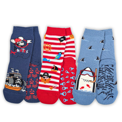 Calzini Bambino Antiscivolo Cotone 3 Paia Calze Bimbo abs scuola casa gonfiabili, Made in Italy ASS2
