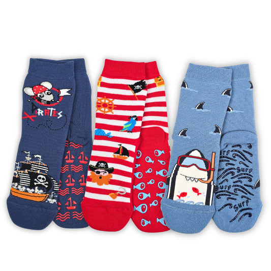 Calzini Bambino Antiscivolo Cotone 3 Paia Calze Bimbo abs scuola casa gonfiabili, Made in Italy ASS2