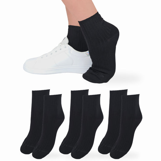 Calzini Costina Donna Cotone Leggero 3 Paia Calze Donna Filo di scozia Made in Italy NERO