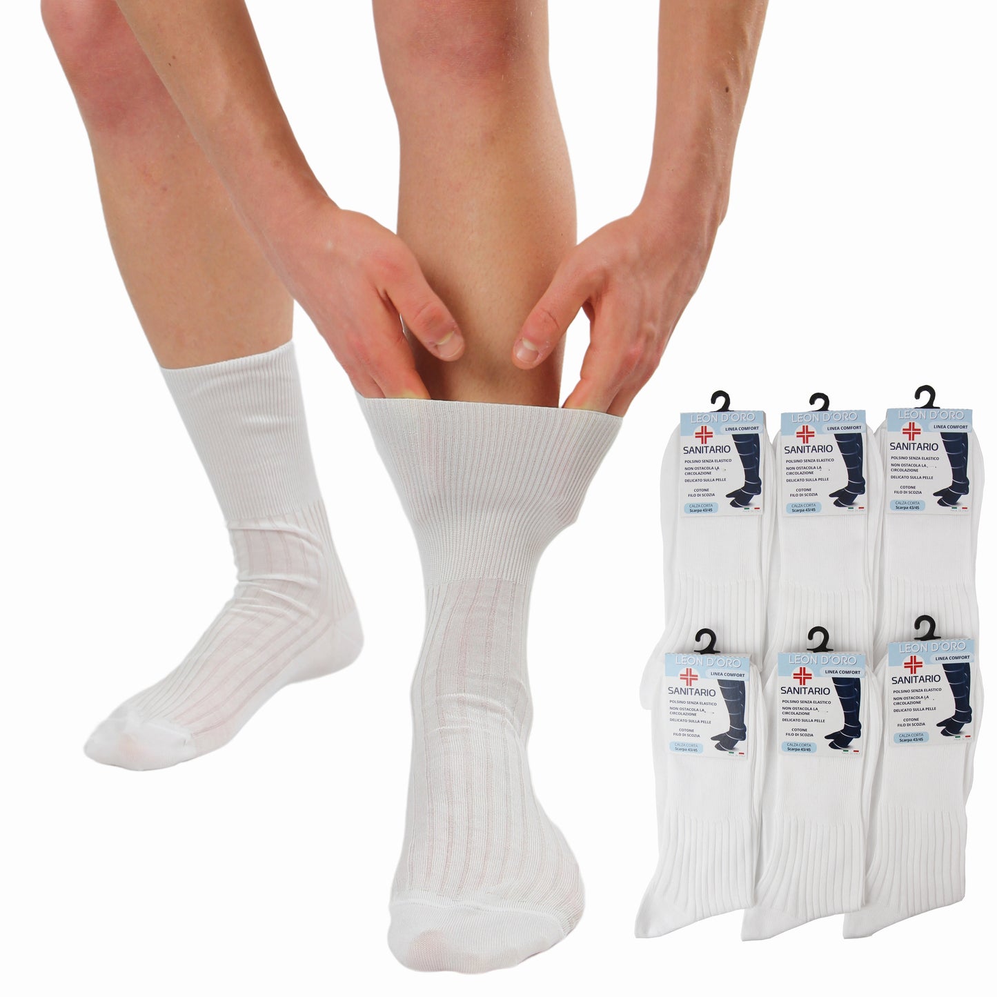 Calze Uomo Diabetici cotone filo di scozia Super Leggere CALZE SANITARIE Calze a costina SENZA ELASTICO 6 PAIA CALZE MADE IN ITALY