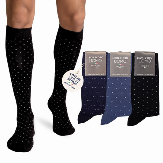 Calze Uomo Cotone Disegno Micro Lunghe 4 Paia calze uomo Fantasia calze Filo di Scozia MICRO