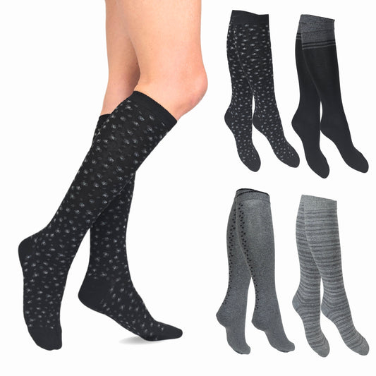 Calze Lunghe Donna Caldo Cotone, Gambaletto Donna Termico 4 Paia Made in Italy ASS1