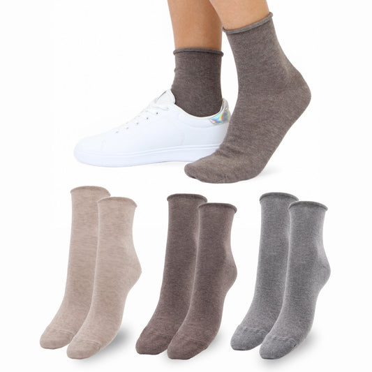 Calzini SENZA ELASTICO Donna CALDO COTONE Calze Donna 3/6 Paia Corte Moda Made in Italy