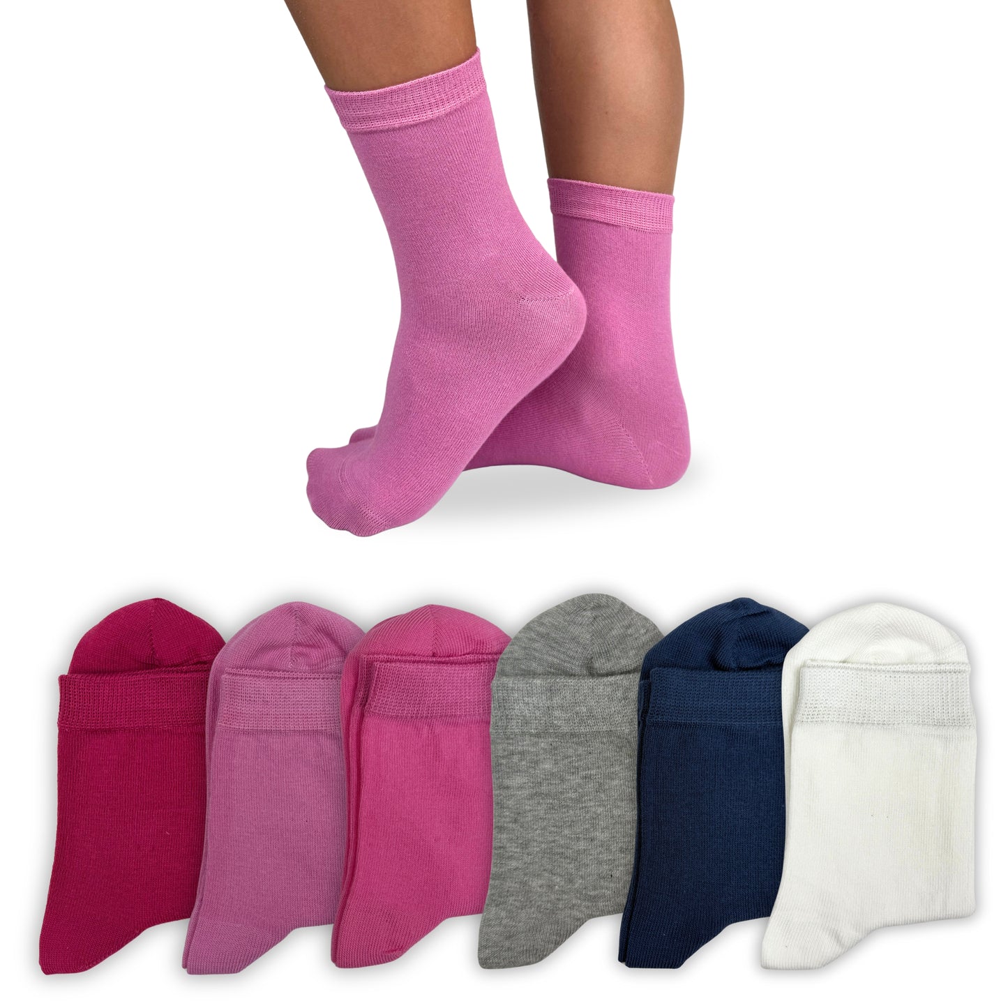 Calze Bambina in Cotone, Calzini Ragazza per Scuola Tempo Libero in caldo cotone 6 Paia Made in Italy ASSF