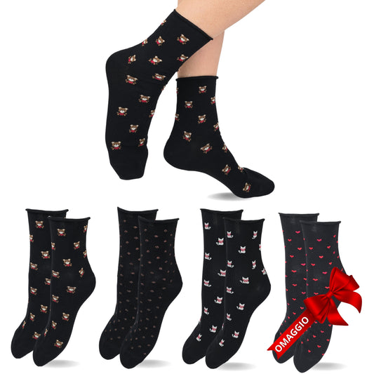 Calzini Donna Caldo Cotone Calze Donna senza elastico Moda Made in Italy ASS3