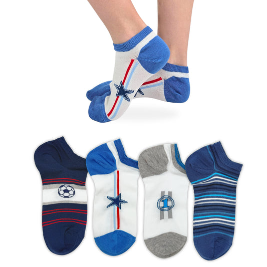 Calzini Fantasmini Bambino Cotone Filo di Scozia 4 Paia Calze leggere e traspiranti Made in Italy ASS1