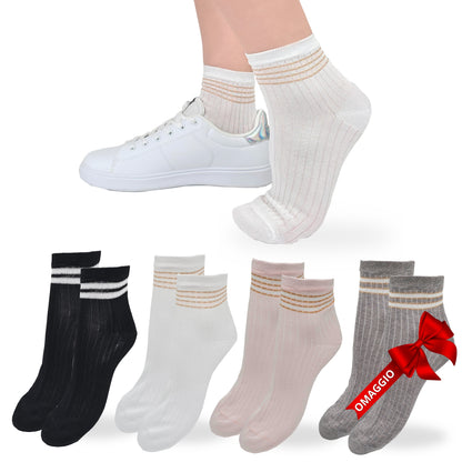 Calzini Donna Cotone Leggero 4 Paia di cui 1 in Omaggio Calze Donna Filo di scozia Made in Italy ASS4