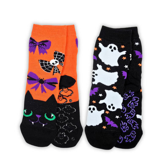 Calzini Halloween Bambina Antiscivolo Cotone 2 Paia Calze Bimba abs scuola casa gonfiabili, Made in Italy HALLOF