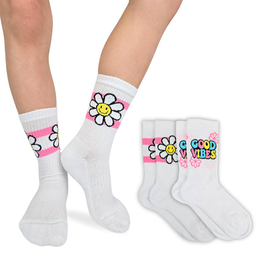 Calze Sportive Bambina 2 Paia Calzettoni Ragazza Tennis, Basket, Skateboard, Atletica, Calzini Made in Italy