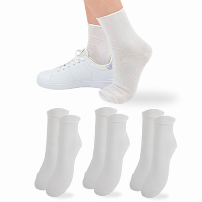 Calzini Senza Elastico Donna Cotone Leggero 3 Paia Calze Donna Filo di scozia Made in Italy BIANCO