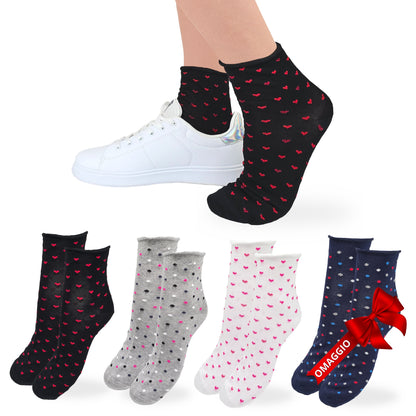 Calzini Donna Cotone Leggero 4 Paia di cui 1 in Omaggio Calze Donna Filo di scozia Made in Italy ASS3