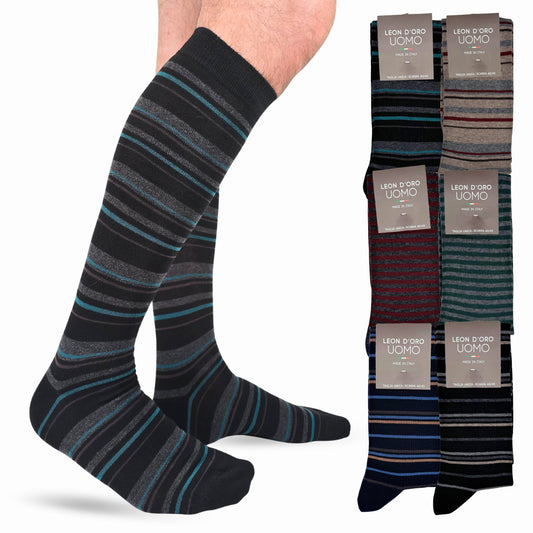 Calze Uomo Caldo Cotone Lunghe 6 Paia calze uomo invernali Fantasia calze Moda Made in Italy RIGA 6