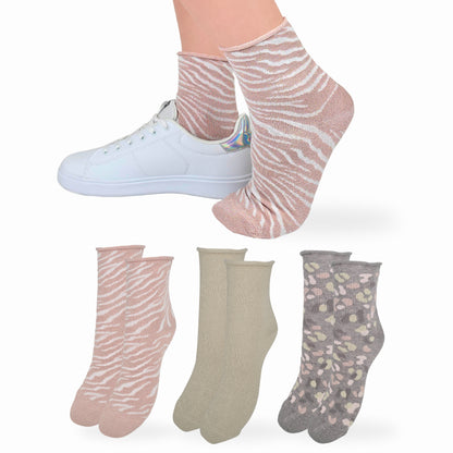 Calzini Senza Elastico Donna Cotone Leggero 3 Paia Calze Donna Viscosa Moda Made in Italy ASS1