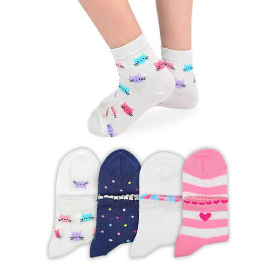 Calzini Bambina Cotone Filo di Scozia 4 Paia Calze leggere e traspiranti Made in Italy ASS1