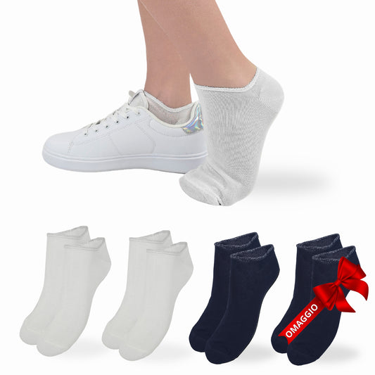 Calzini Donna COTONE LEGGERO corto Calze Donna FILO DI SCOZIA Sneaker Fantasmini Donna Made in Italy ASS3