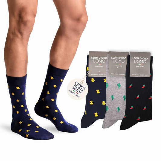 Calze Uomo Cotone Disegni Divertenti corte 3 Paia calze uomo Fantasia calze Filo di Scozia FUNNY