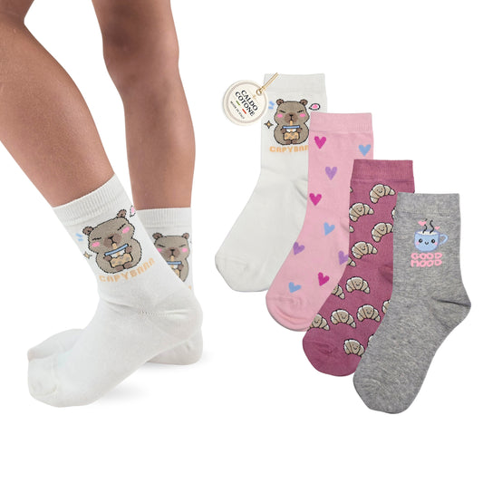 Calzini Bambina CALDO COTONE 4 Paia Calze Bimba Calze Bambina Made in Italy ASS2